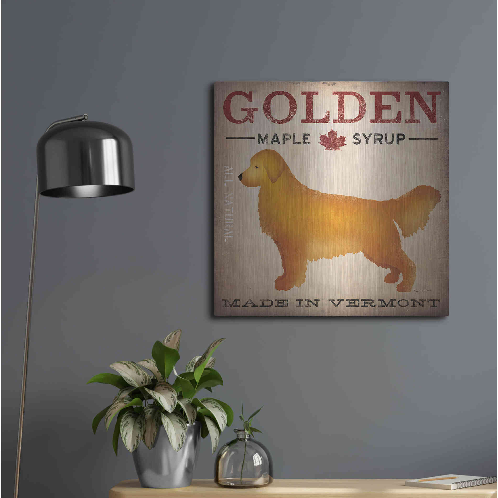 Luxe Metal Art 'Golden Dog At Show' by Ryan Fowler, Metal Wall Art,24x24