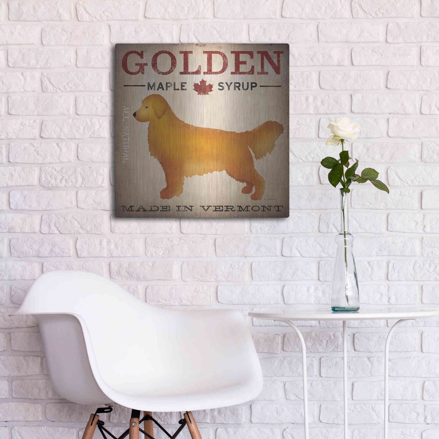 Luxe Metal Art 'Golden Dog At Show' by Ryan Fowler, Metal Wall Art,24x24