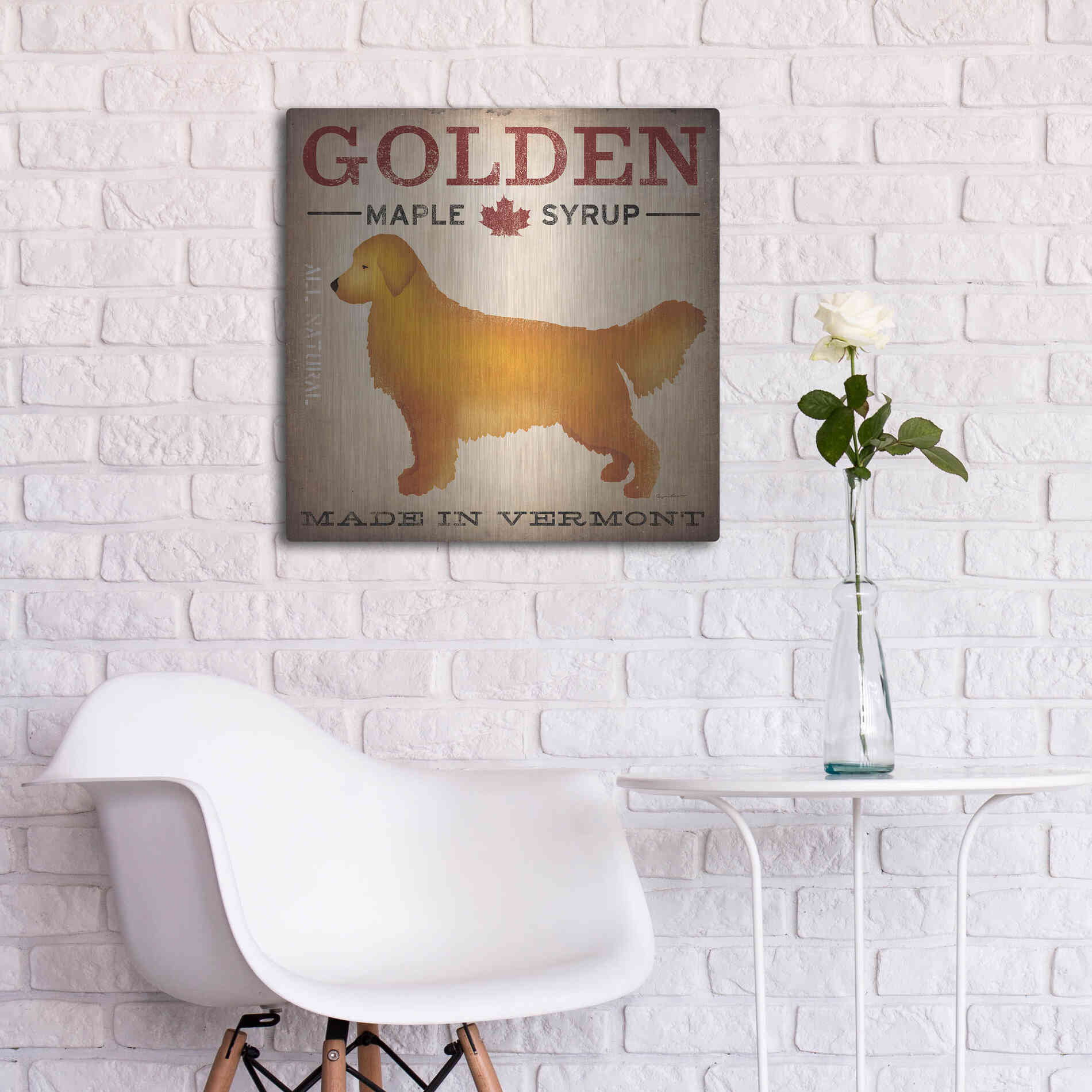Luxe Metal Art 'Golden Dog At Show' by Ryan Fowler, Metal Wall Art,24x24