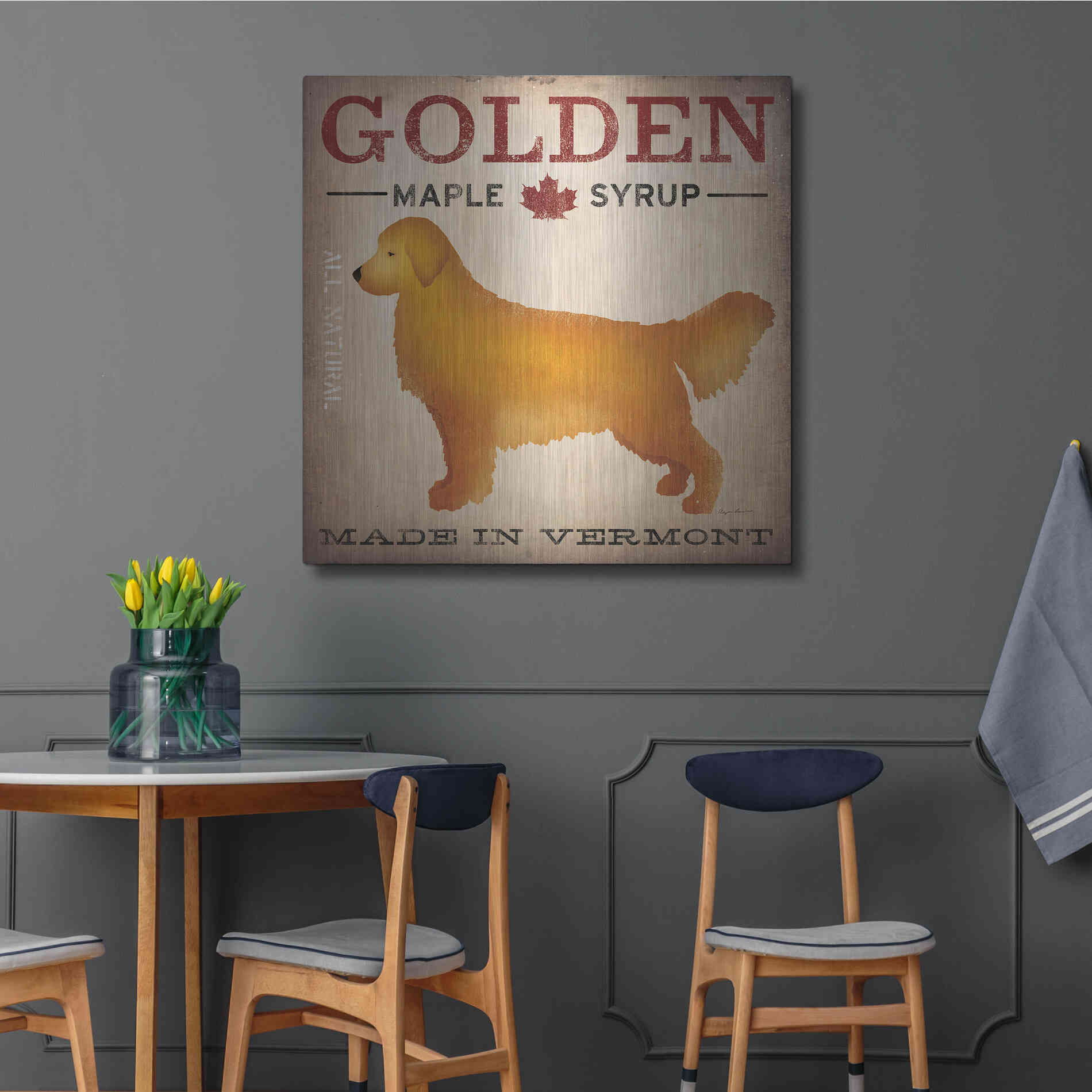 Luxe Metal Art 'Golden Dog At Show' by Ryan Fowler, Metal Wall Art,36x36