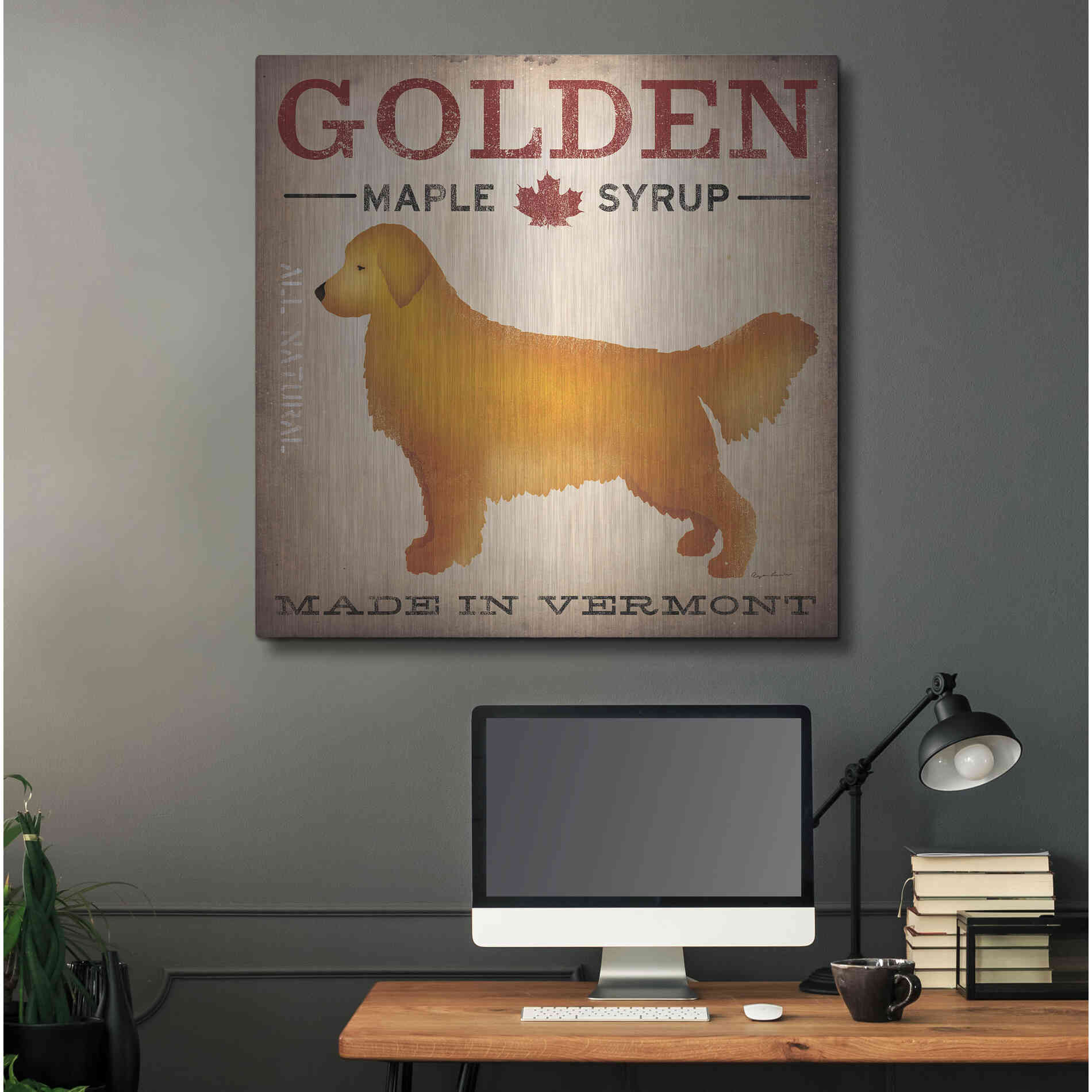 Luxe Metal Art 'Golden Dog At Show' by Ryan Fowler, Metal Wall Art,36x36