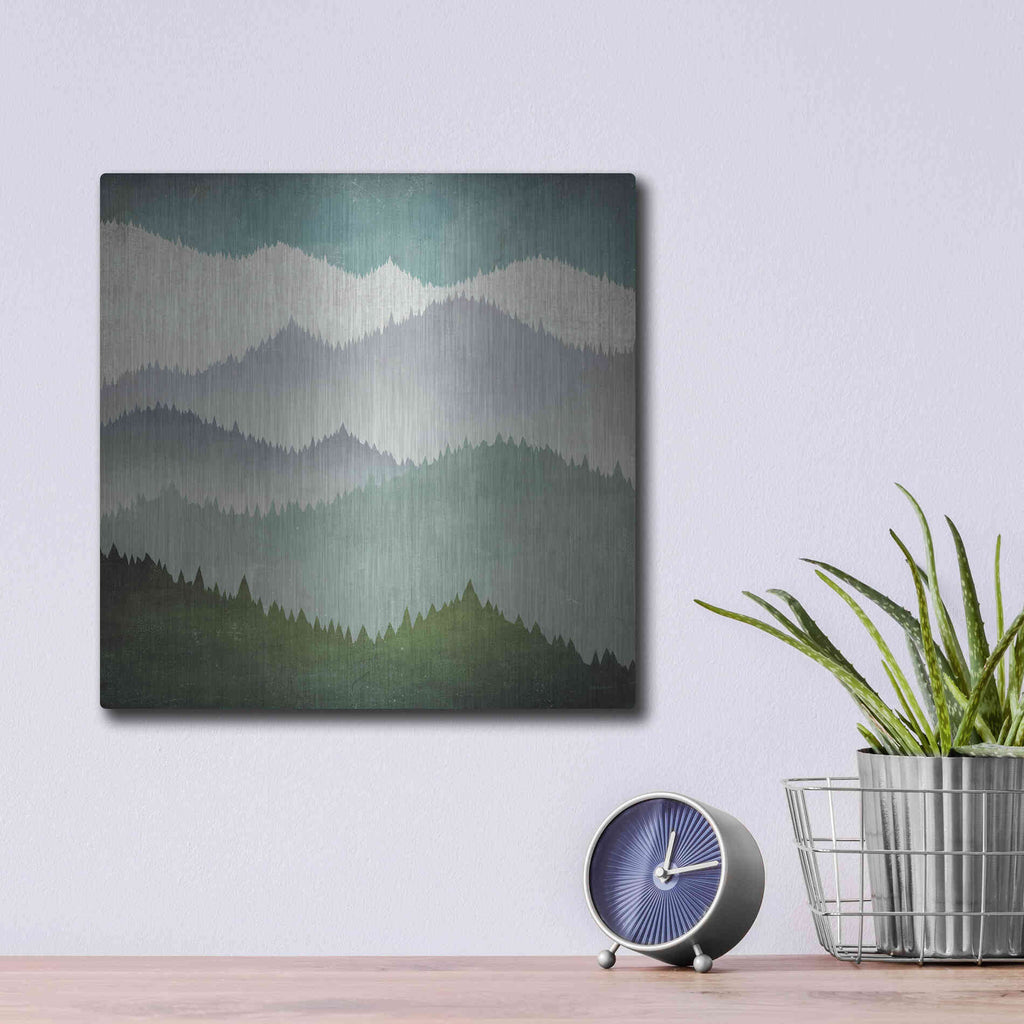 Luxe Metal Art 'First Snow' by Ryan Fowler, Metal Wall Art,12x12