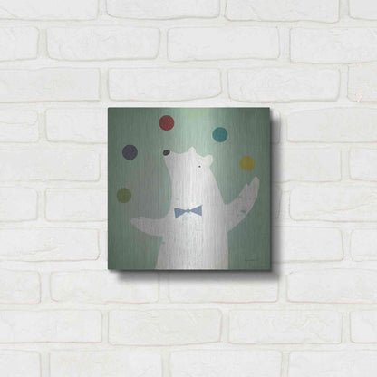 Luxe Metal Art 'Circus Polar Bear Colorful' by Ryan Fowler, Metal Wall Art,12x12