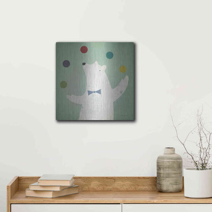 Luxe Metal Art 'Circus Polar Bear Colorful' by Ryan Fowler, Metal Wall Art,12x12