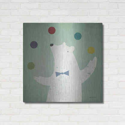 Luxe Metal Art 'Circus Polar Bear Colorful' by Ryan Fowler, Metal Wall Art,36x36