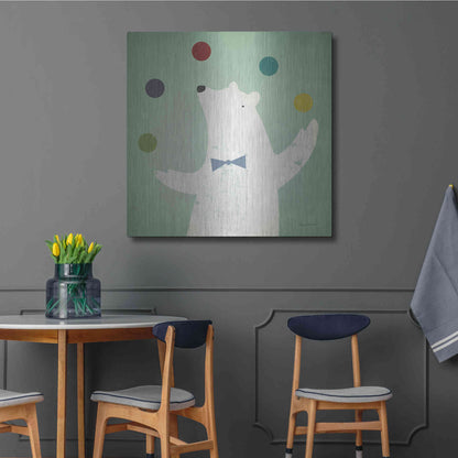 Luxe Metal Art 'Circus Polar Bear Colorful' by Ryan Fowler, Metal Wall Art,36x36
