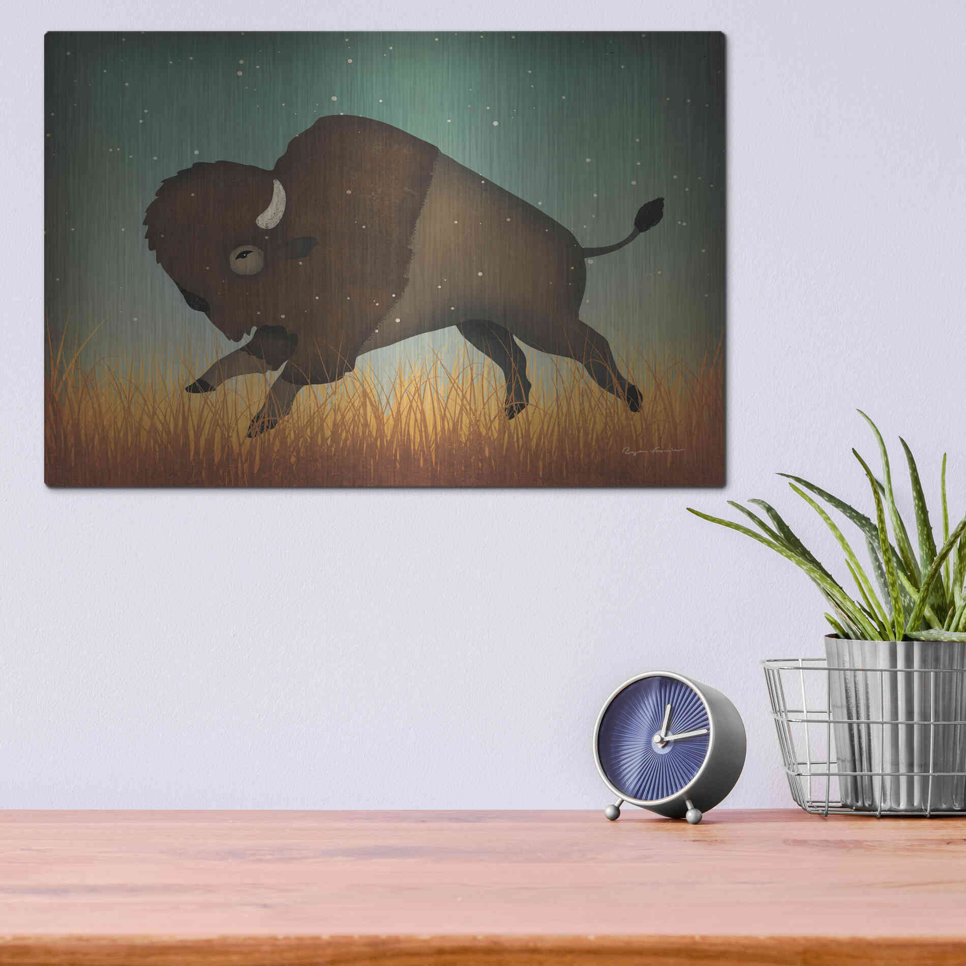 Luxe Metal Art 'Buffalo Bison II' by Ryan Fowler, Metal Wall Art,16x12