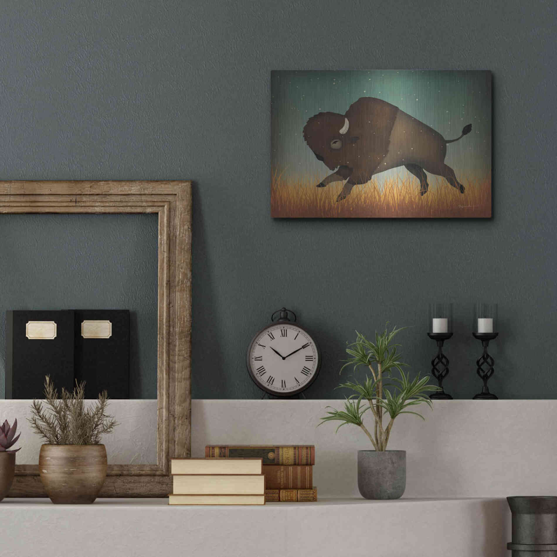 Luxe Metal Art 'Buffalo Bison II' by Ryan Fowler, Metal Wall Art,16x12