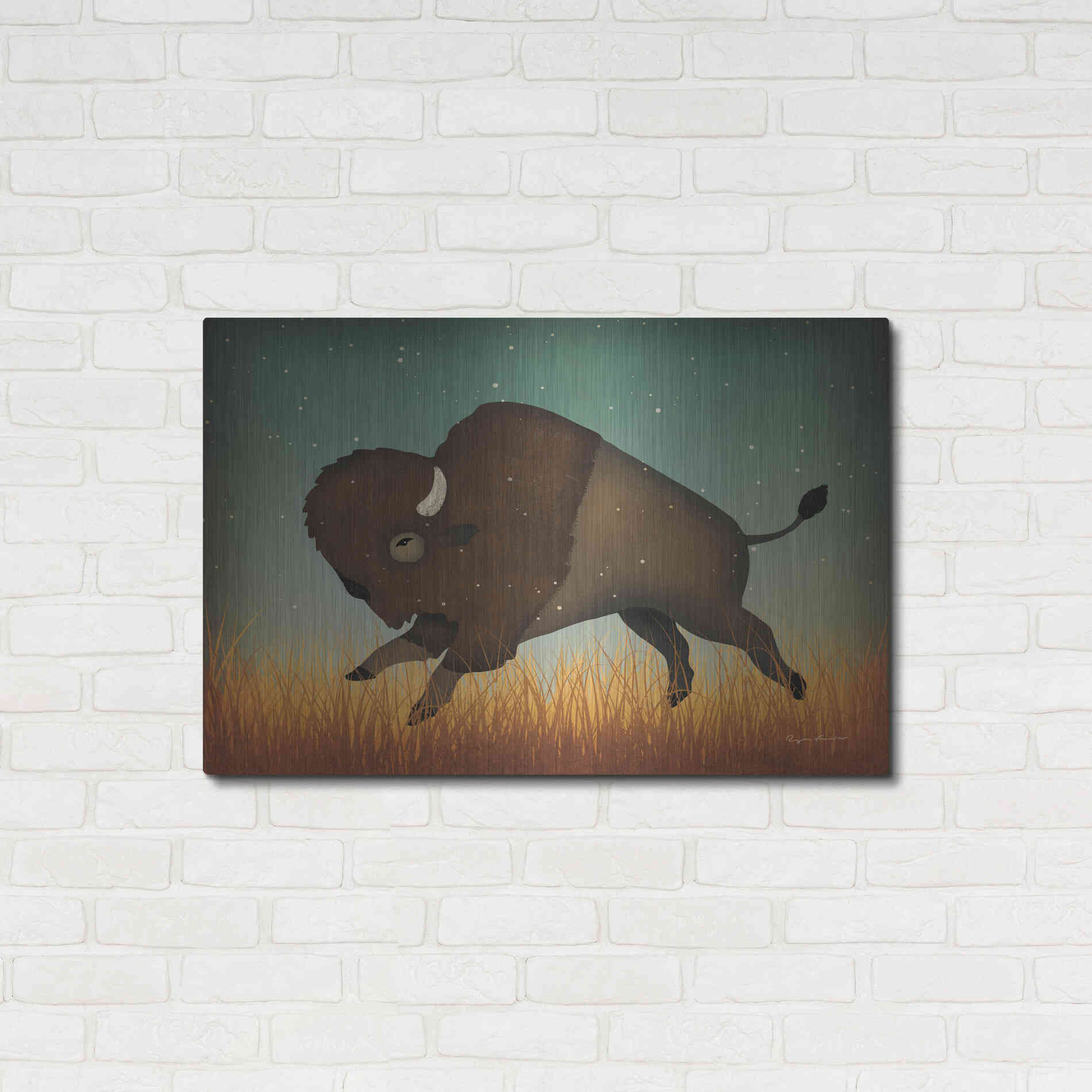 Luxe Metal Art 'Buffalo Bison II' by Ryan Fowler, Metal Wall Art,36x24