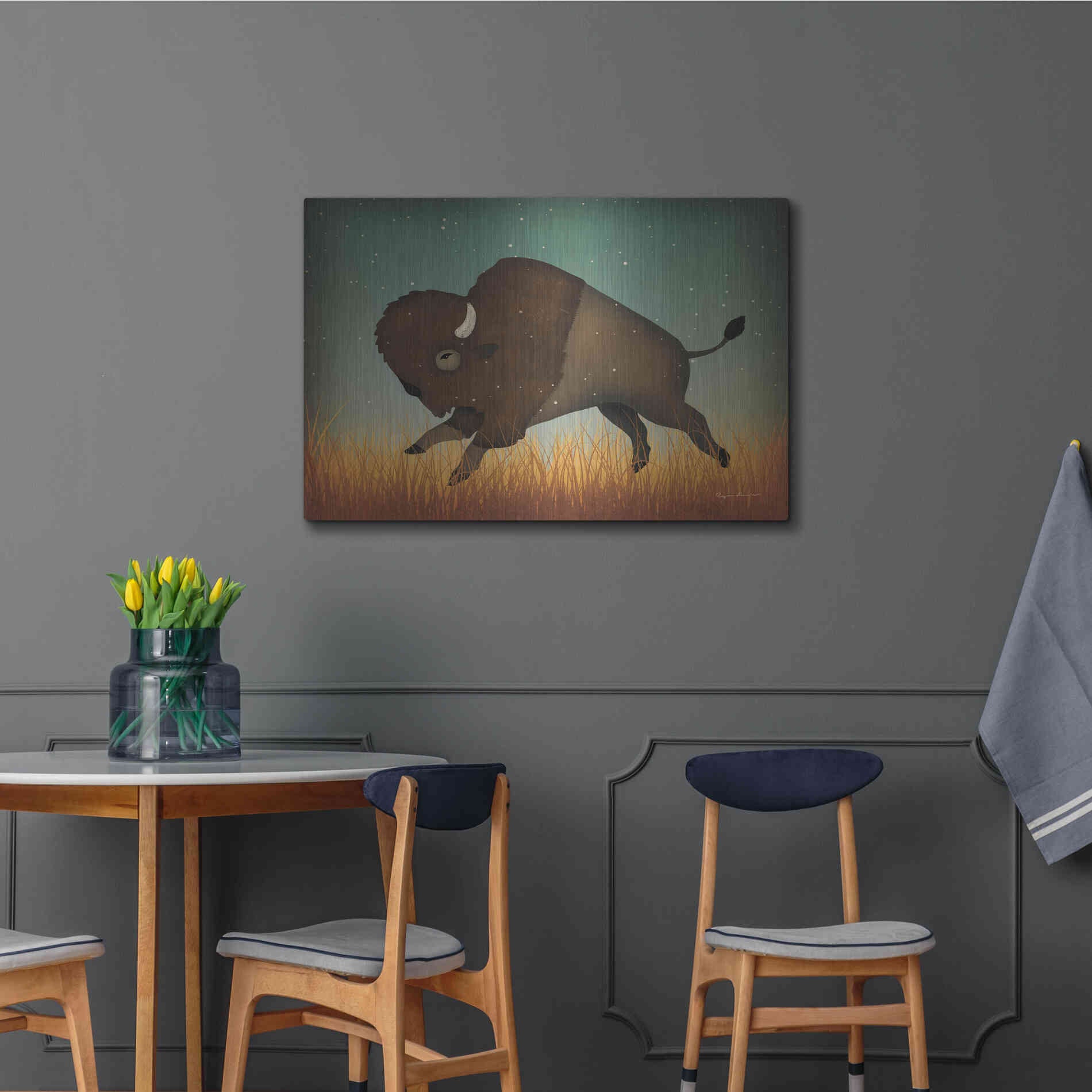 Luxe Metal Art 'Buffalo Bison II' by Ryan Fowler, Metal Wall Art,36x24