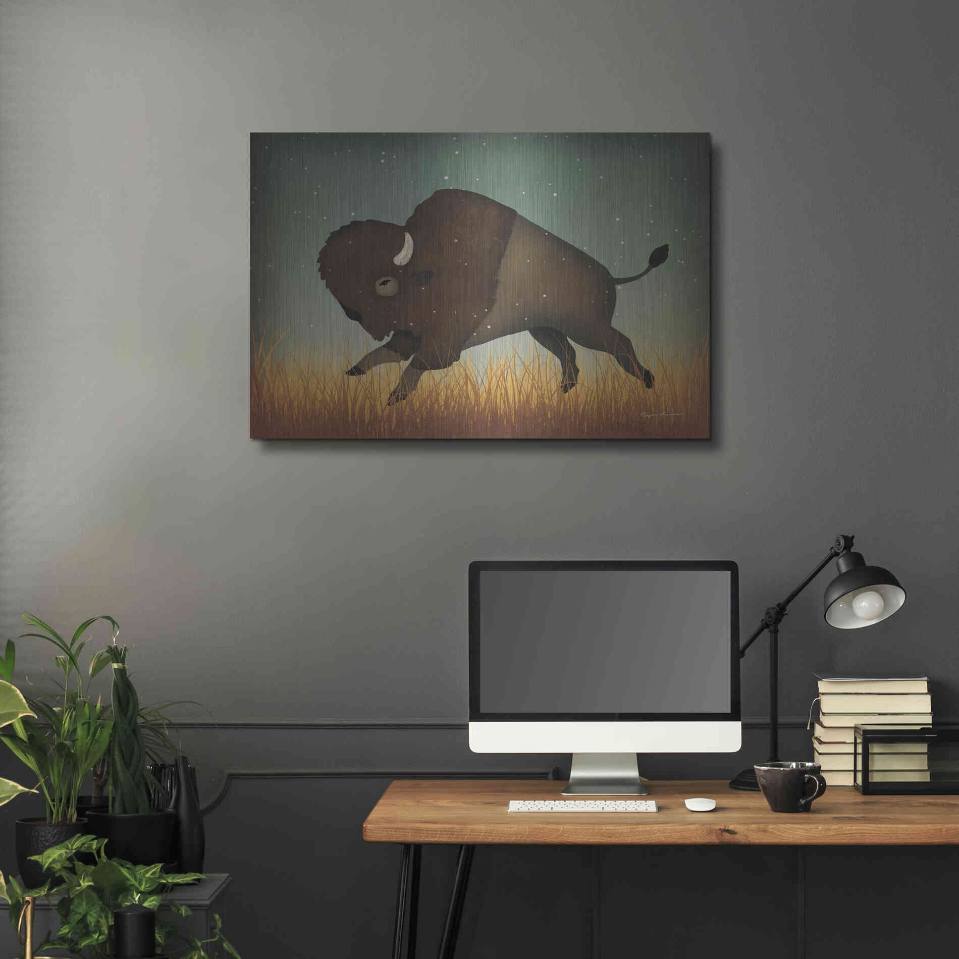 Luxe Metal Art 'Buffalo Bison II' by Ryan Fowler, Metal Wall Art,36x24