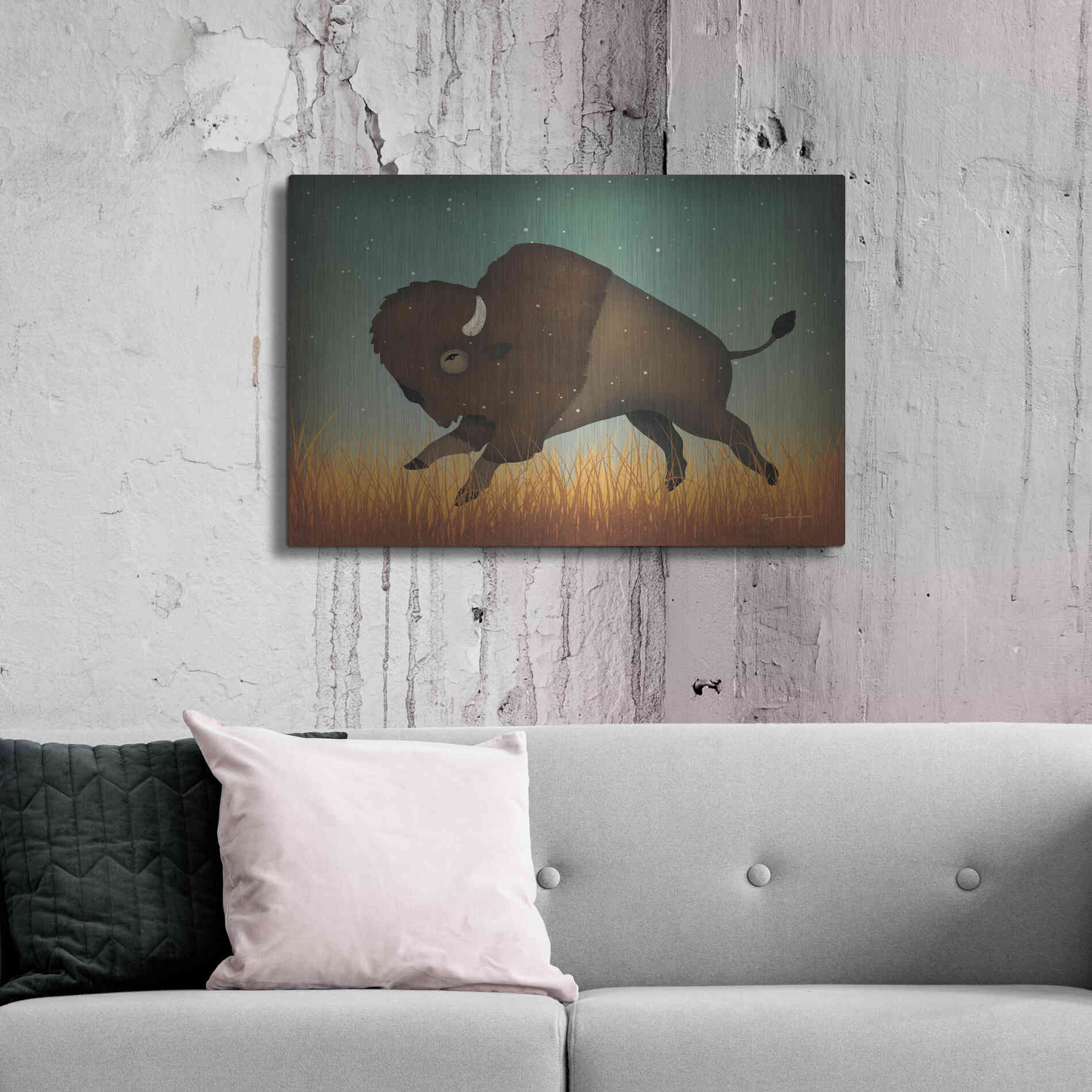 Luxe Metal Art 'Buffalo Bison II' by Ryan Fowler, Metal Wall Art,36x24