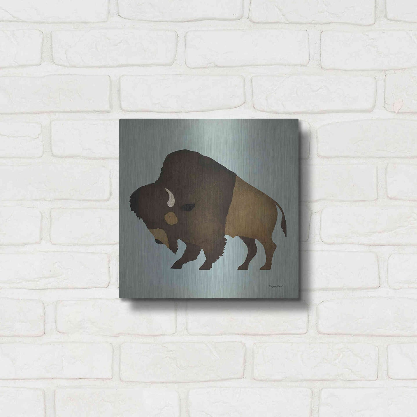 Luxe Metal Art 'Buffalo Bison I' by Ryan Fowler, Metal Wall Art,12x12