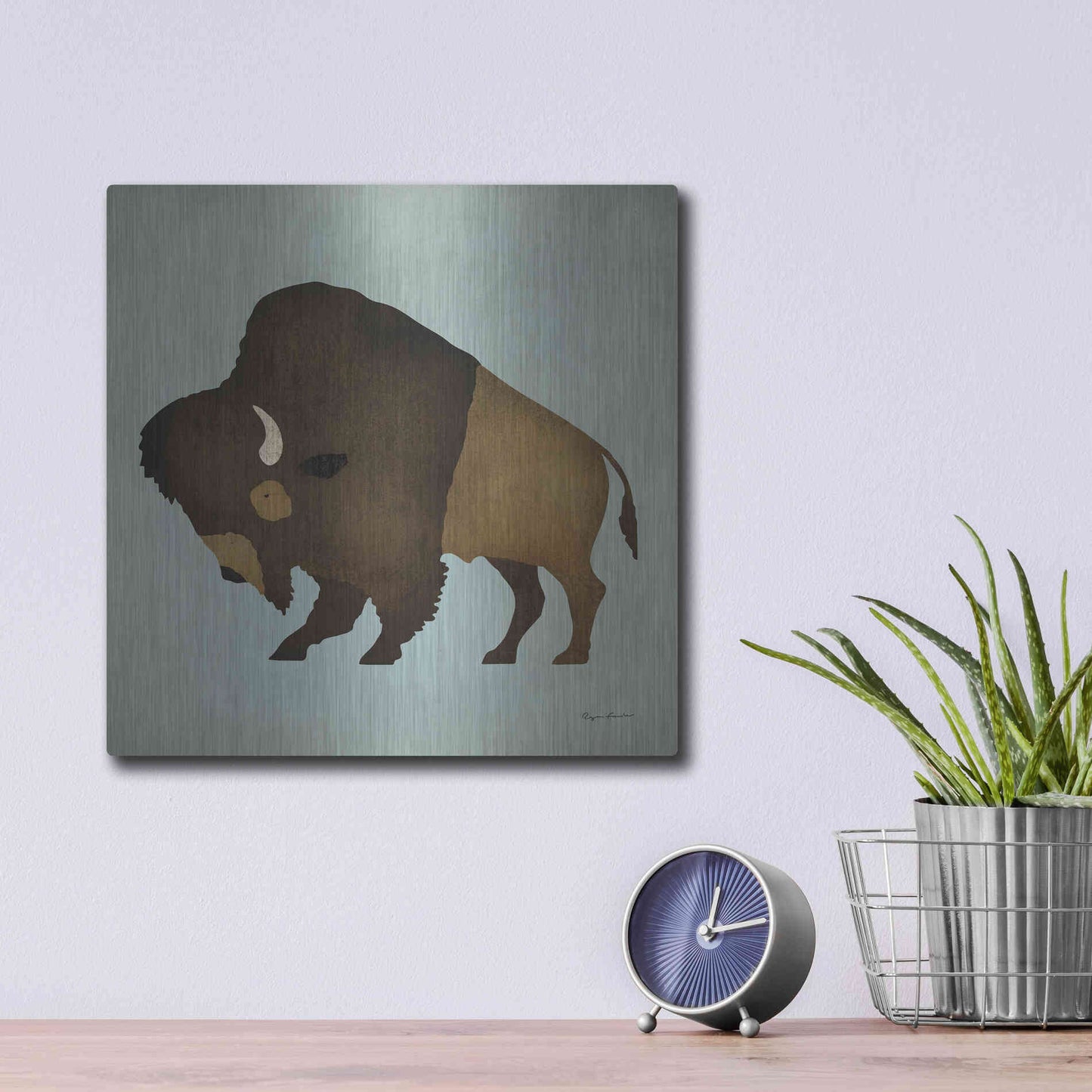 Luxe Metal Art 'Buffalo Bison I' by Ryan Fowler, Metal Wall Art,12x12