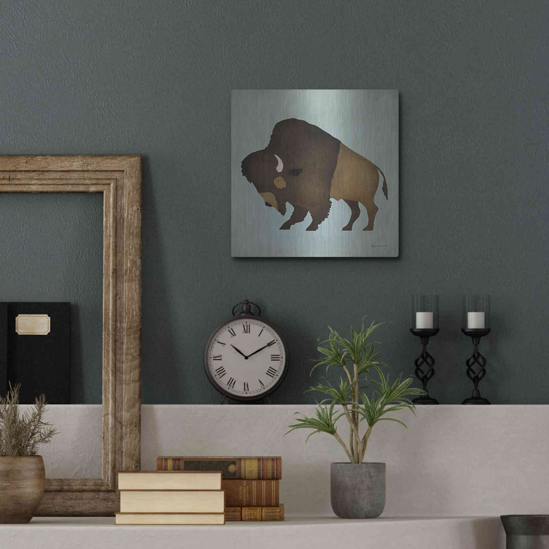 Luxe Metal Art 'Buffalo Bison I' by Ryan Fowler, Metal Wall Art,12x12