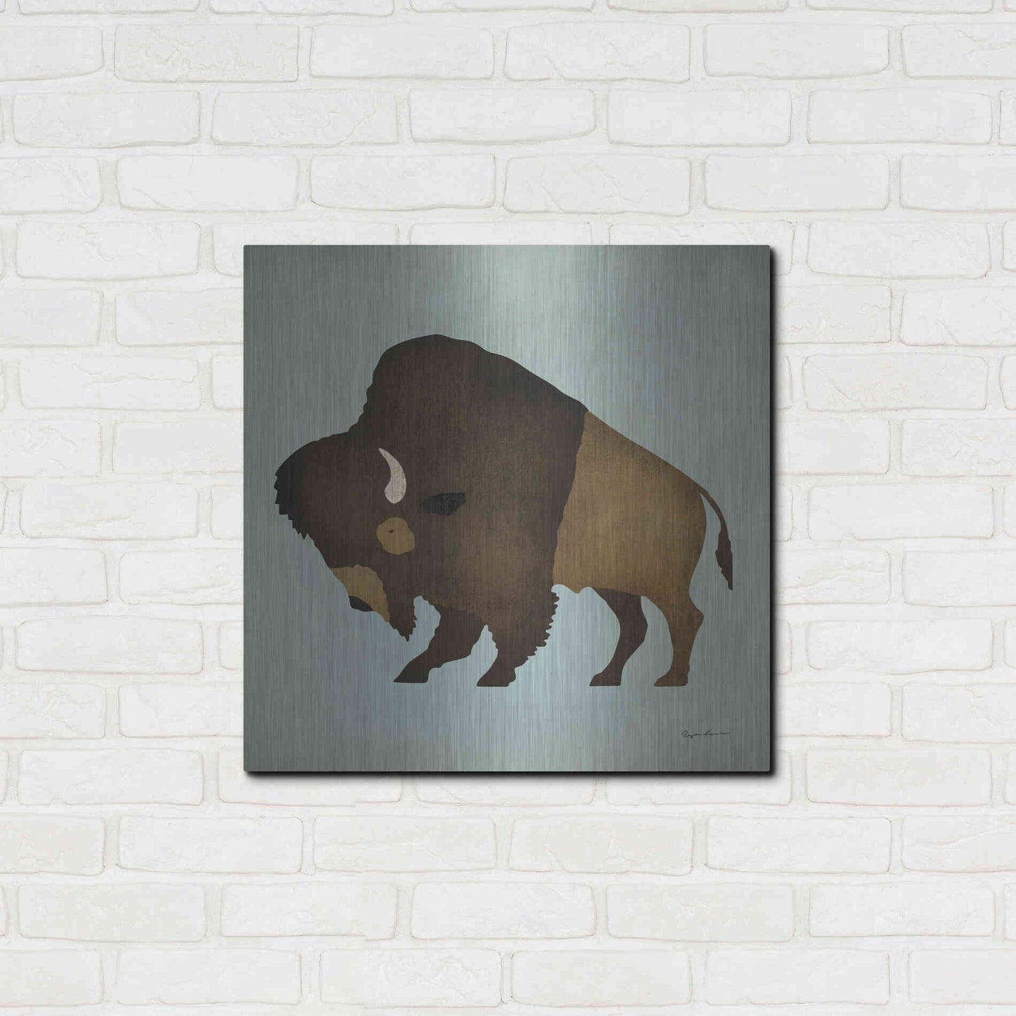 Luxe Metal Art 'Buffalo Bison I' by Ryan Fowler, Metal Wall Art,24x24