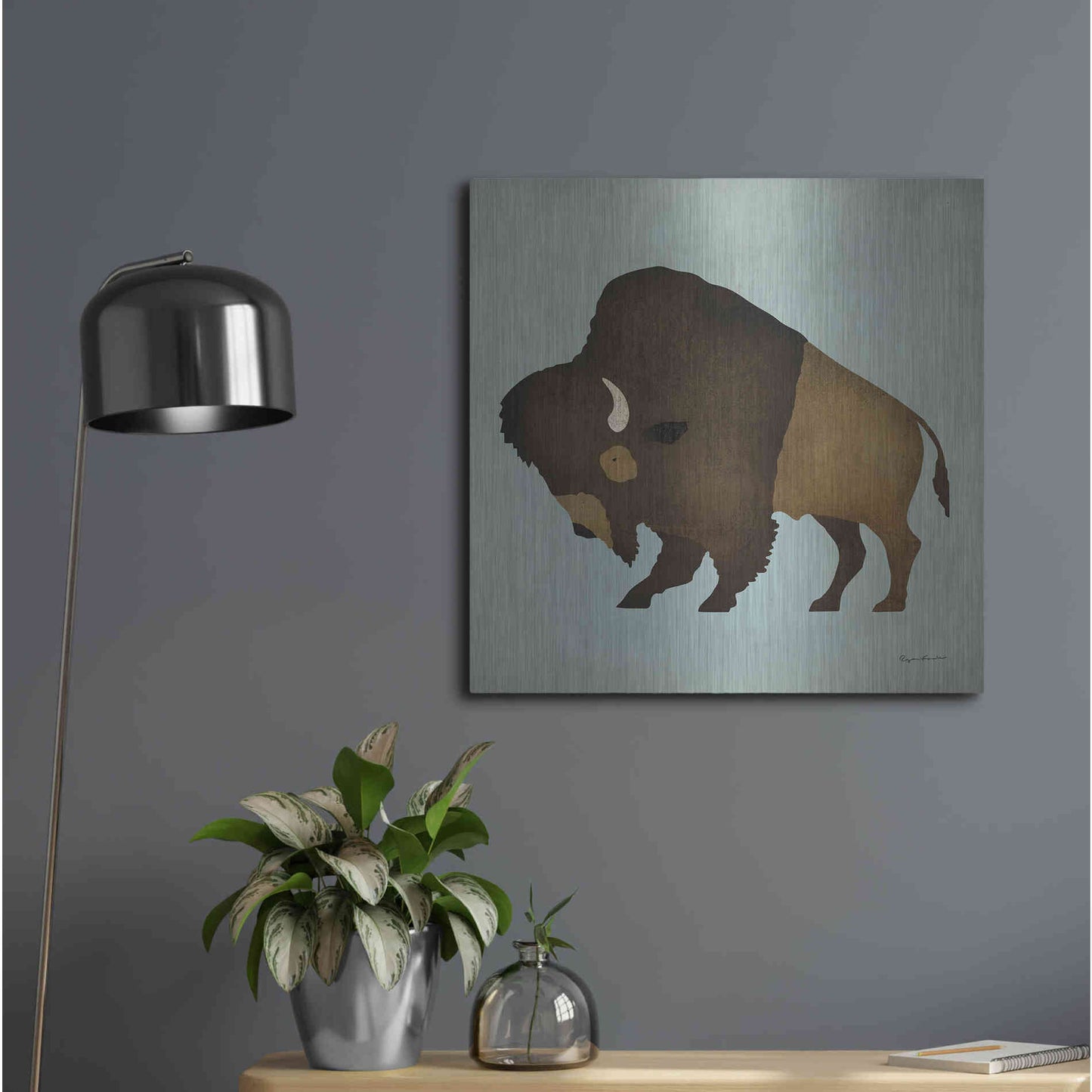 Luxe Metal Art 'Buffalo Bison I' by Ryan Fowler, Metal Wall Art,24x24