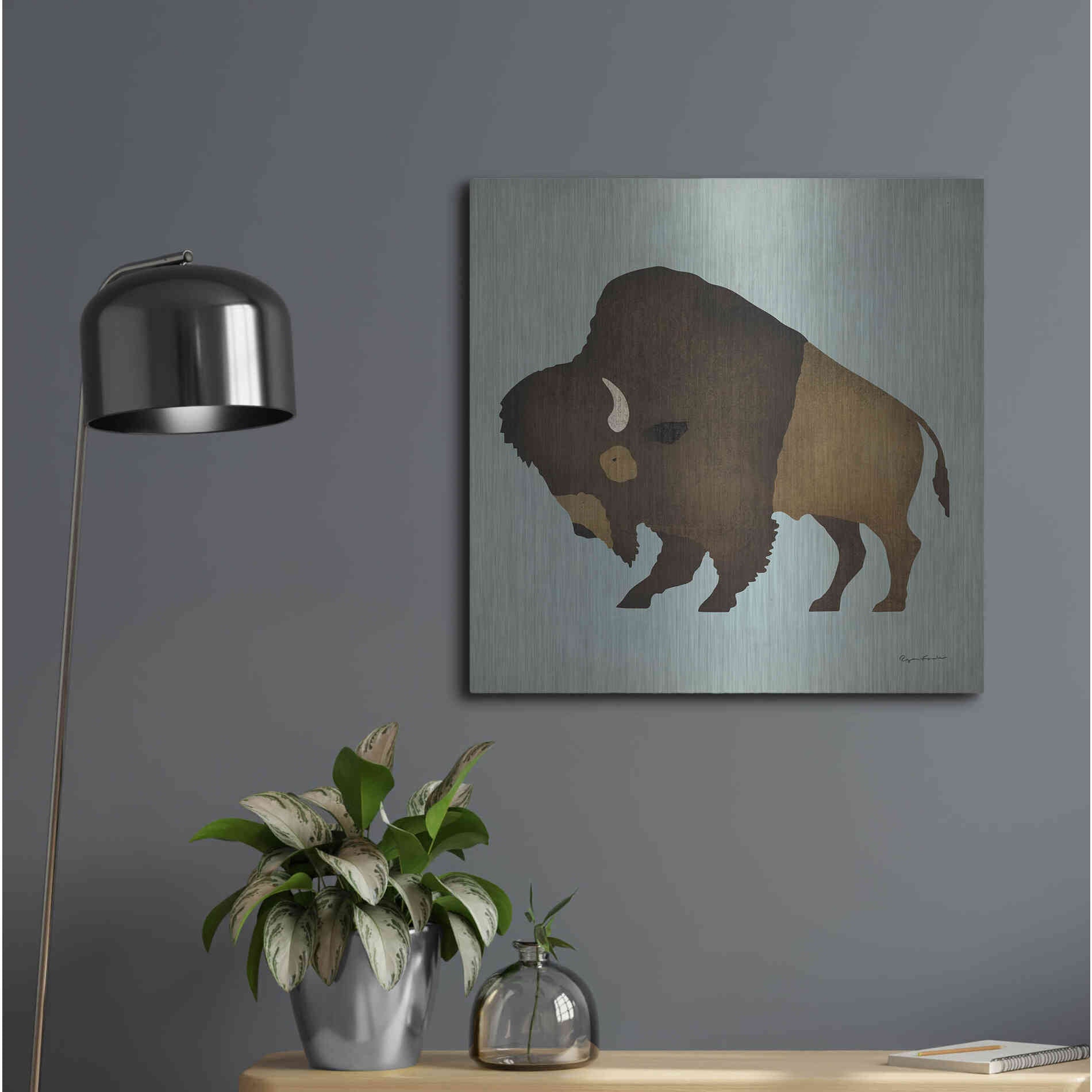 Luxe Metal Art 'Buffalo Bison I' by Ryan Fowler, Metal Wall Art,24x24