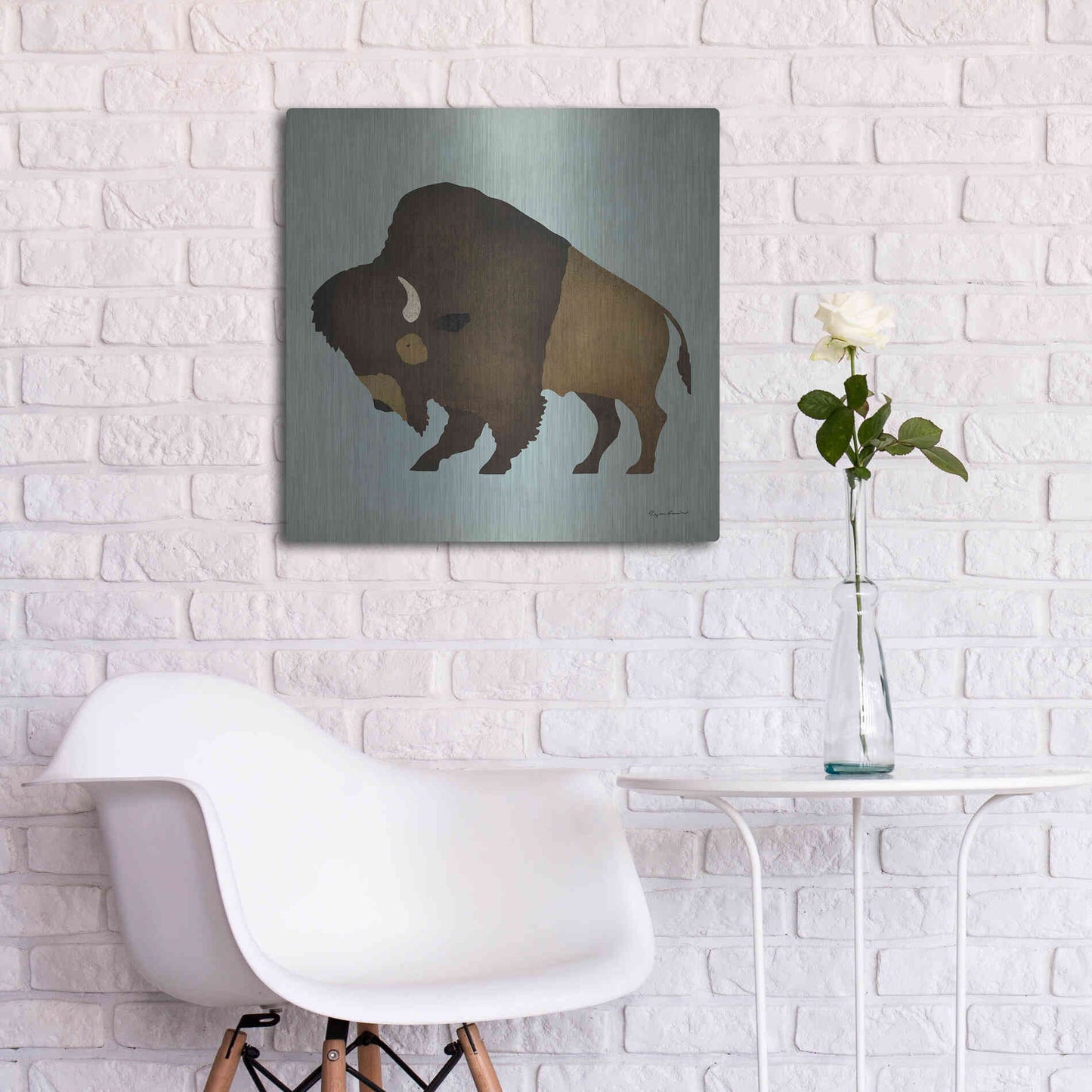 Luxe Metal Art 'Buffalo Bison I' by Ryan Fowler, Metal Wall Art,24x24