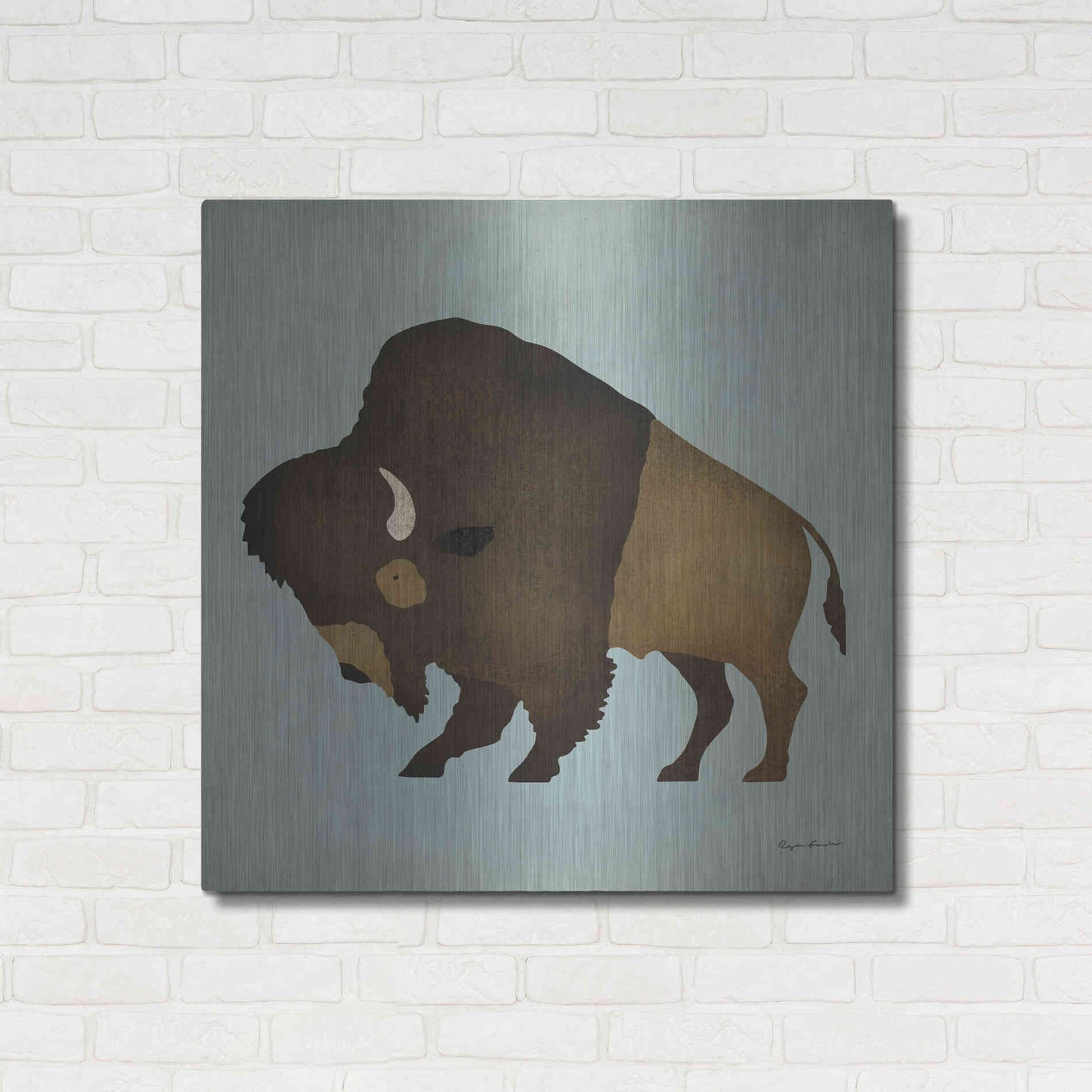 Luxe Metal Art 'Buffalo Bison I' by Ryan Fowler, Metal Wall Art,36x36