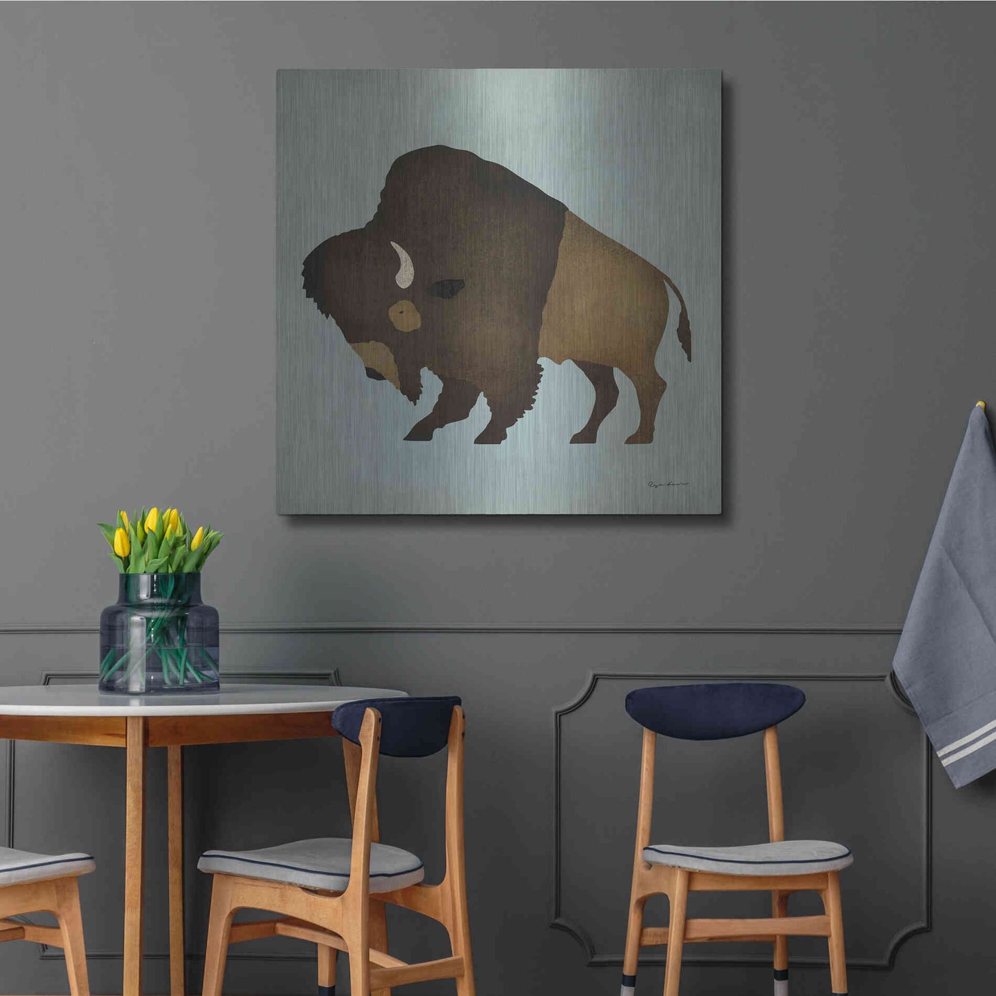 Luxe Metal Art 'Buffalo Bison I' by Ryan Fowler, Metal Wall Art,36x36