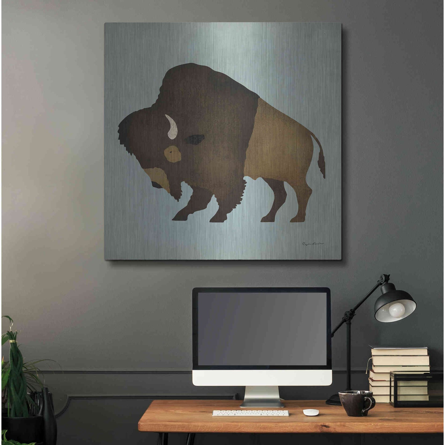 Luxe Metal Art 'Buffalo Bison I' by Ryan Fowler, Metal Wall Art,36x36