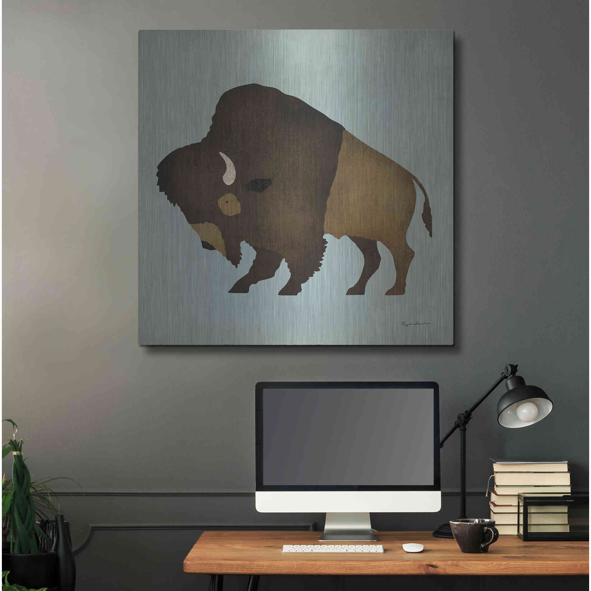 Luxe Metal Art 'Buffalo Bison I' by Ryan Fowler, Metal Wall Art,36x36