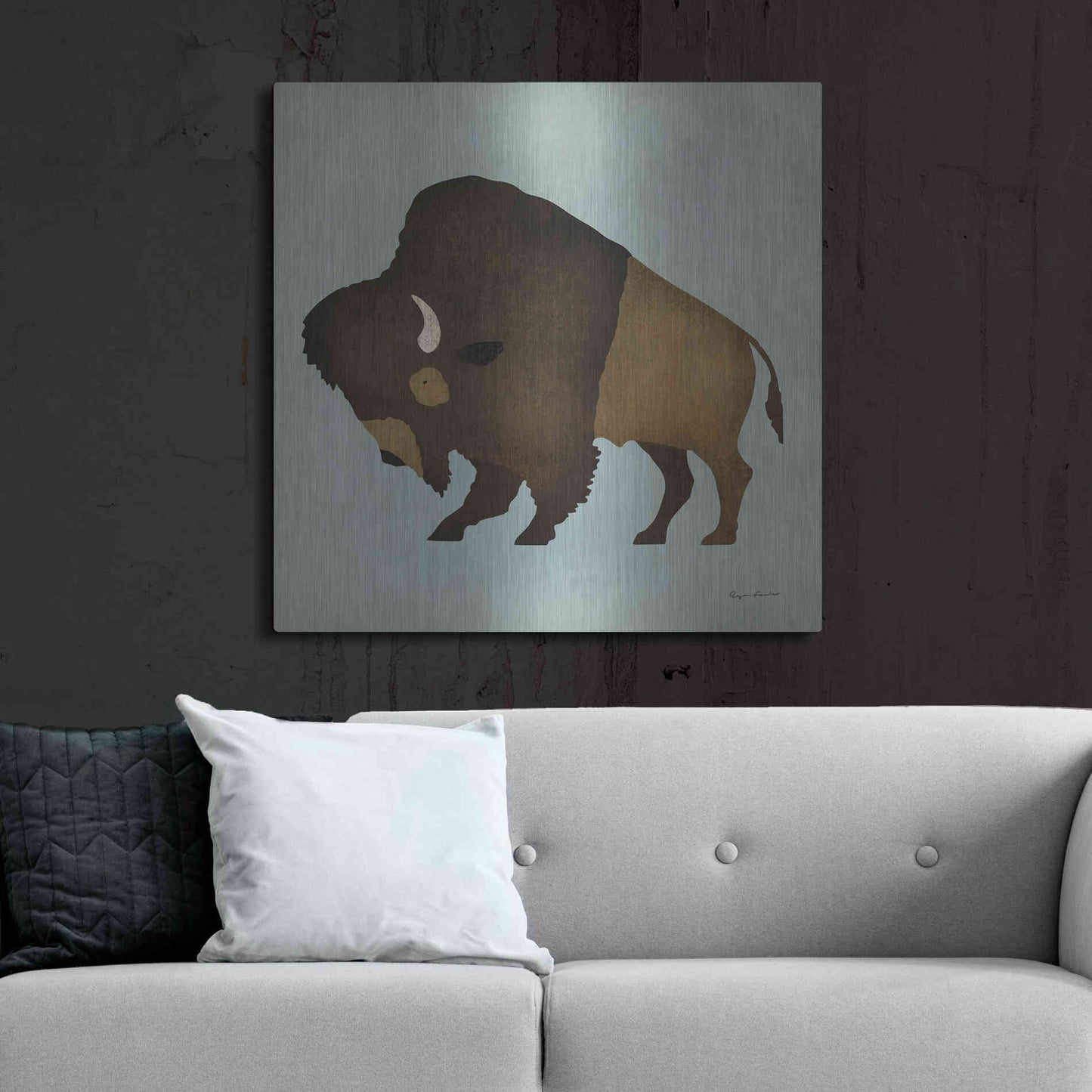 Luxe Metal Art 'Buffalo Bison I' by Ryan Fowler, Metal Wall Art,36x36