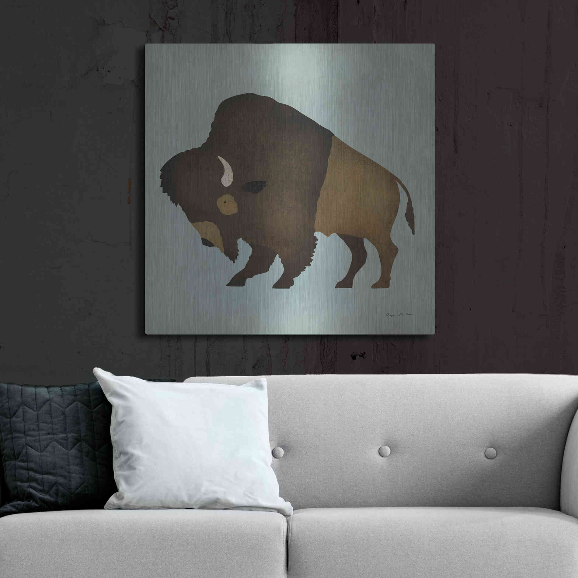 Luxe Metal Art 'Buffalo Bison I' by Ryan Fowler, Metal Wall Art,36x36