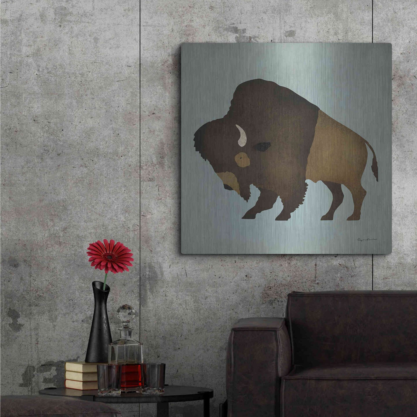 Luxe Metal Art 'Buffalo Bison I' by Ryan Fowler, Metal Wall Art,36x36