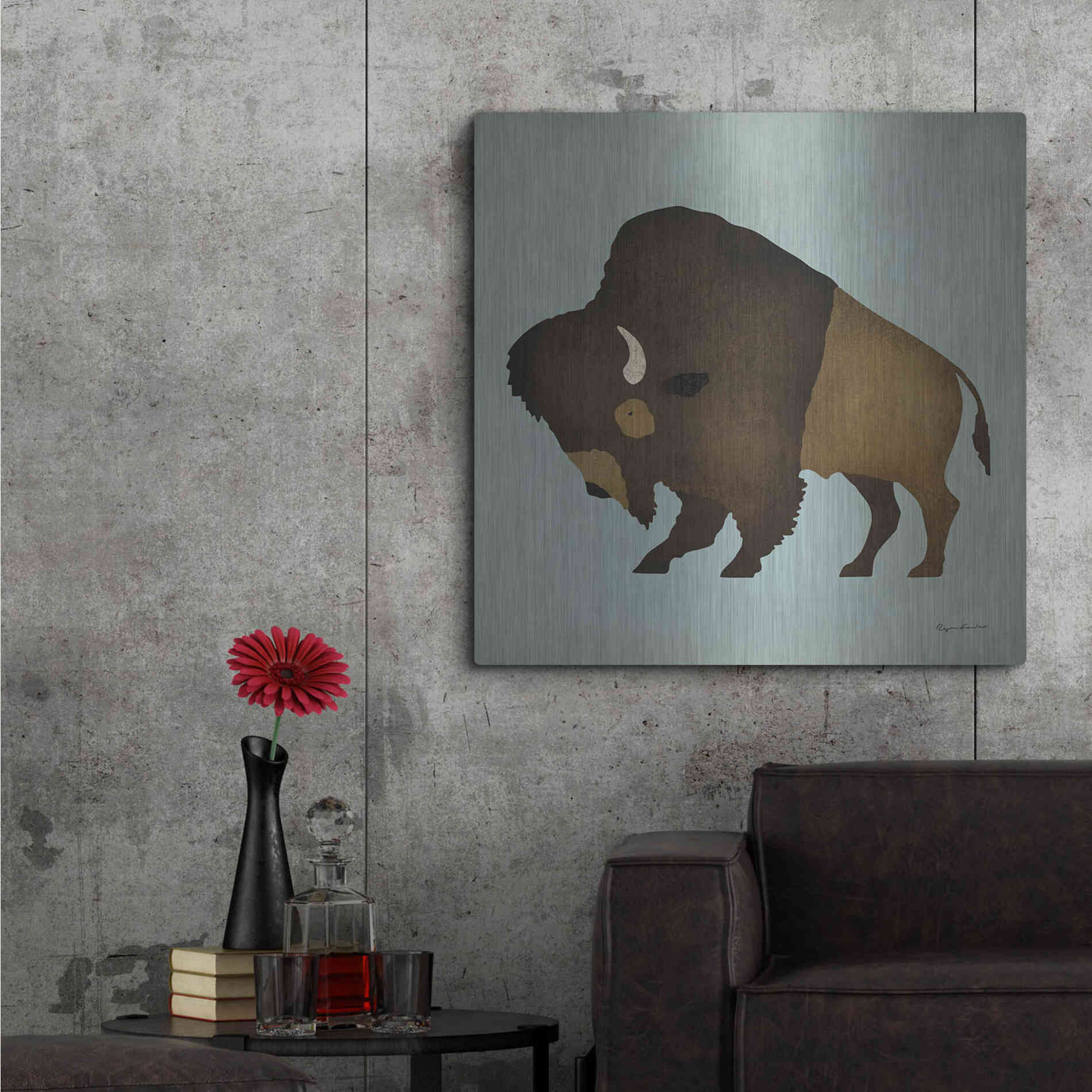 Luxe Metal Art 'Buffalo Bison I' by Ryan Fowler, Metal Wall Art,36x36