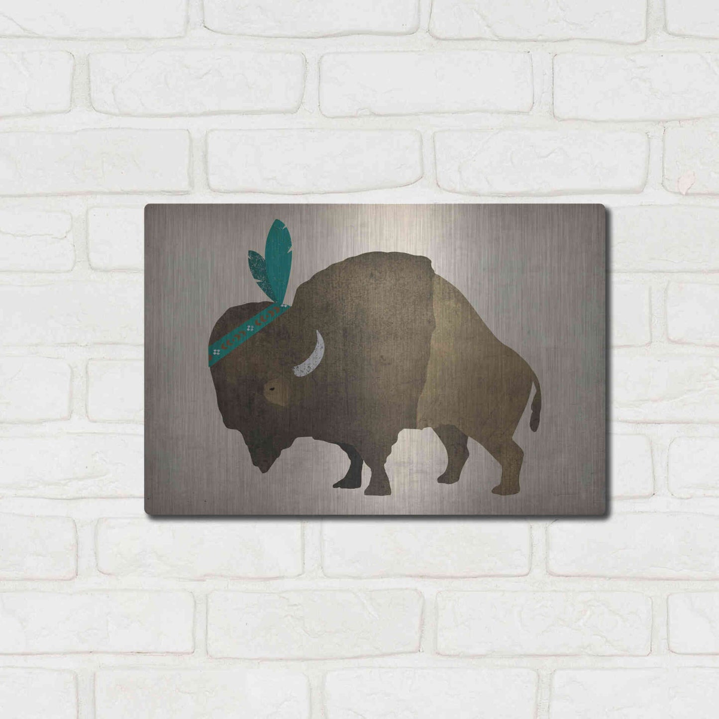 Luxe Metal Art 'Buffalo Bison III' by Ryan Fowler, Metal Wall Art,16x12