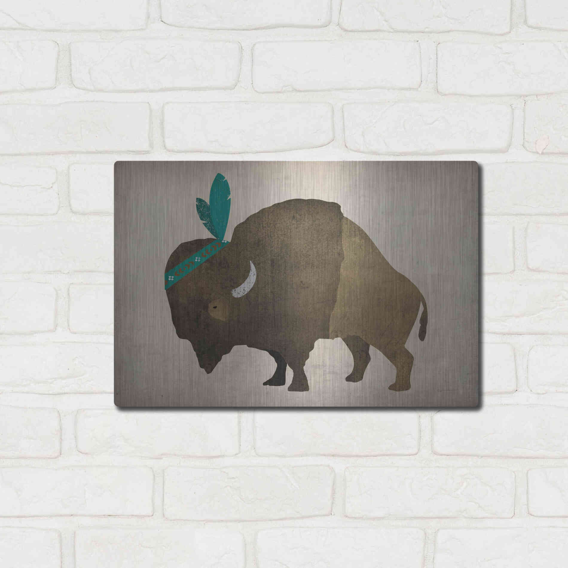 Luxe Metal Art 'Buffalo Bison III' by Ryan Fowler, Metal Wall Art,16x12