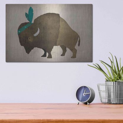 Luxe Metal Art 'Buffalo Bison III' by Ryan Fowler, Metal Wall Art,16x12