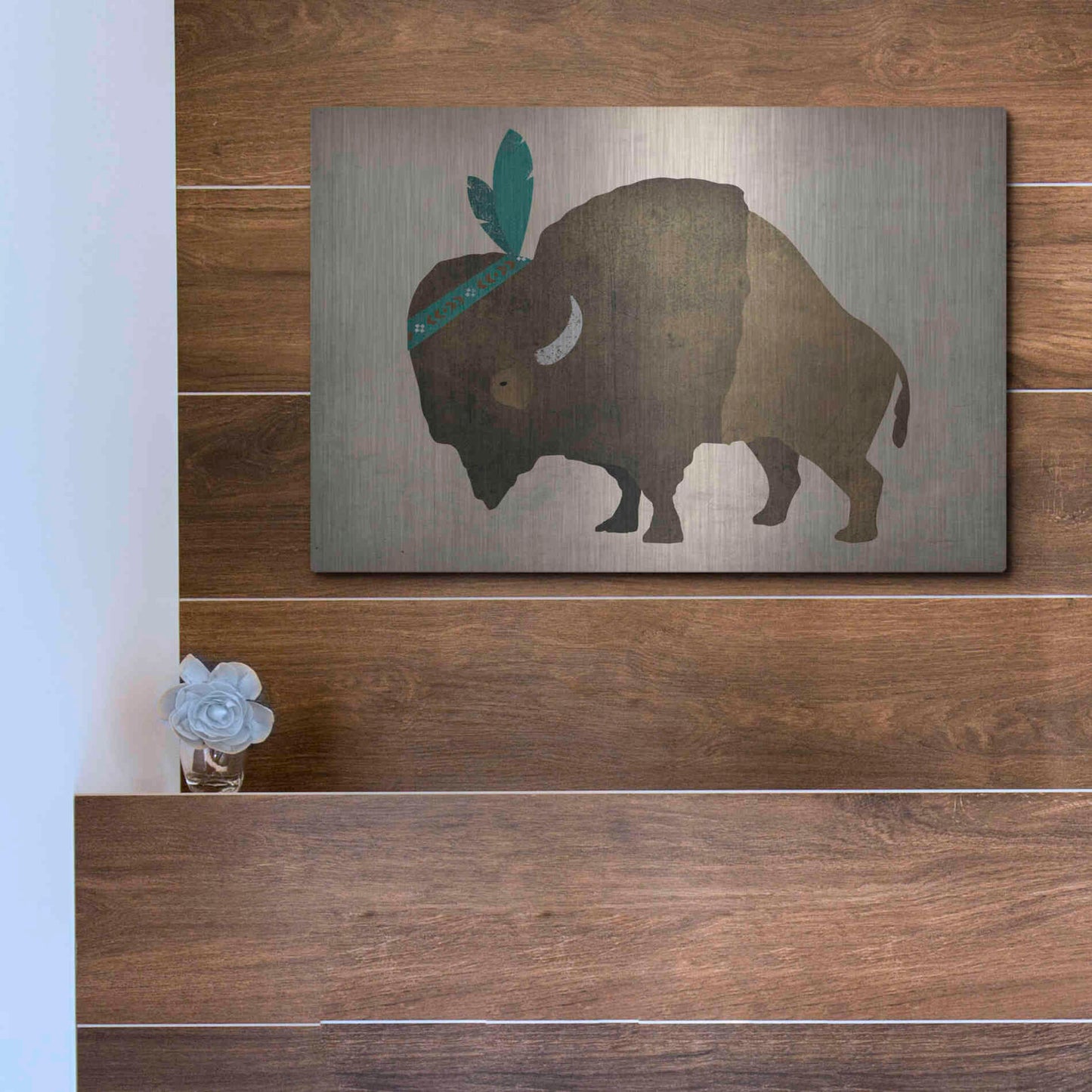 Luxe Metal Art 'Buffalo Bison III' by Ryan Fowler, Metal Wall Art,16x12