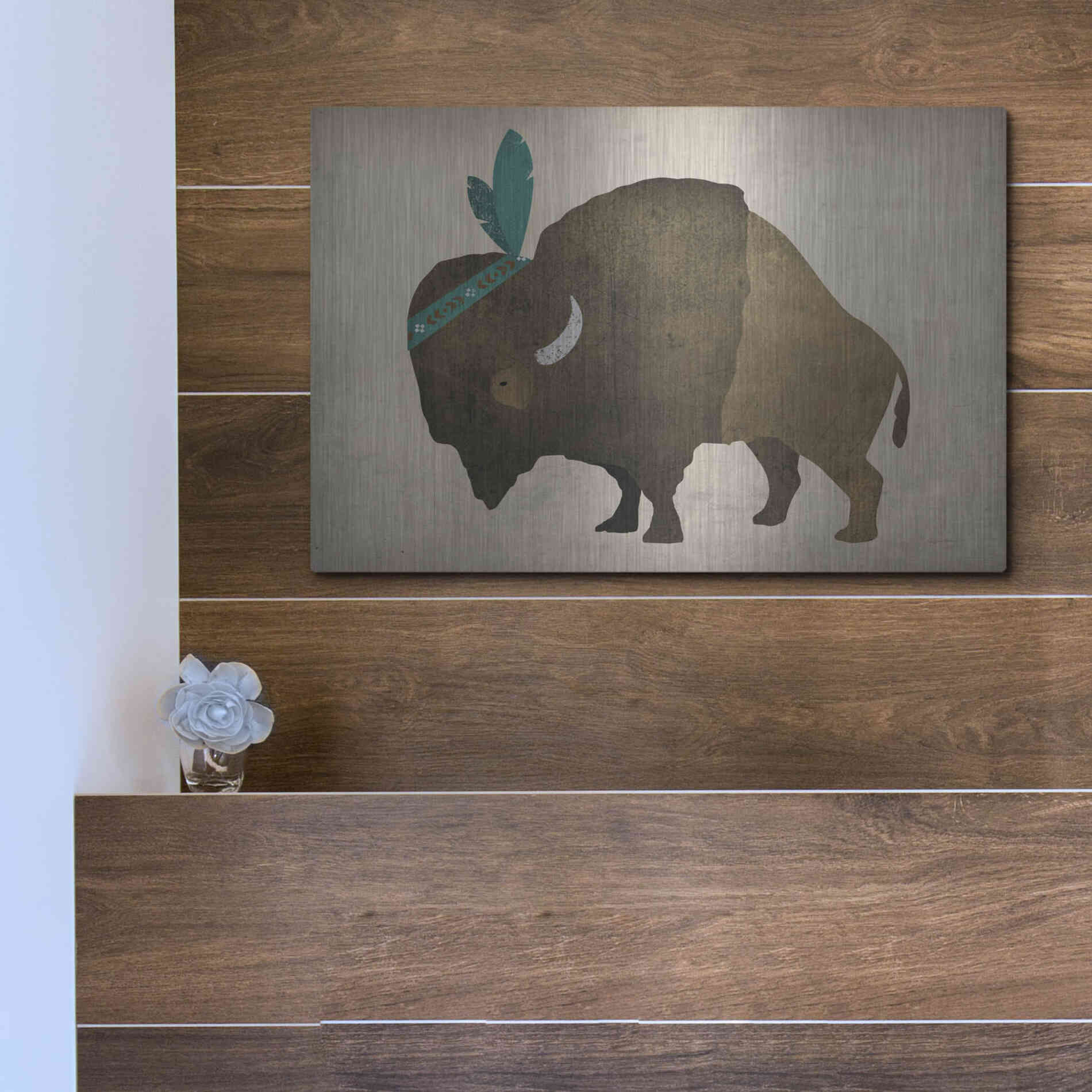 Luxe Metal Art 'Buffalo Bison III' by Ryan Fowler, Metal Wall Art,16x12