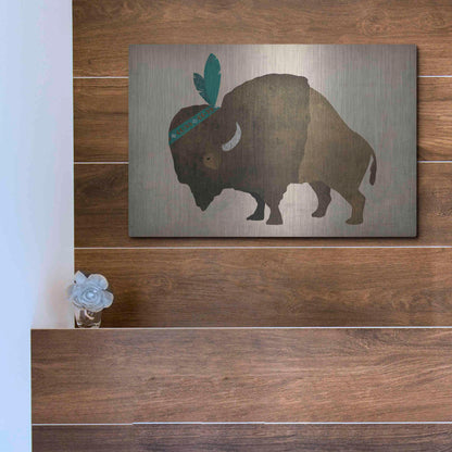 Luxe Metal Art 'Buffalo Bison III' by Ryan Fowler, Metal Wall Art,16x12