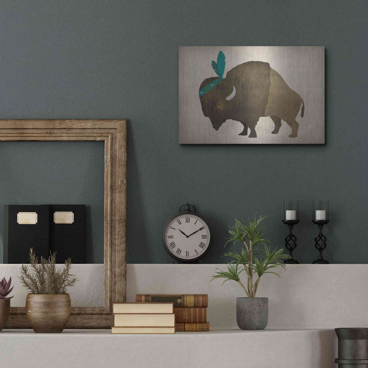 Luxe Metal Art 'Buffalo Bison III' by Ryan Fowler, Metal Wall Art,16x12