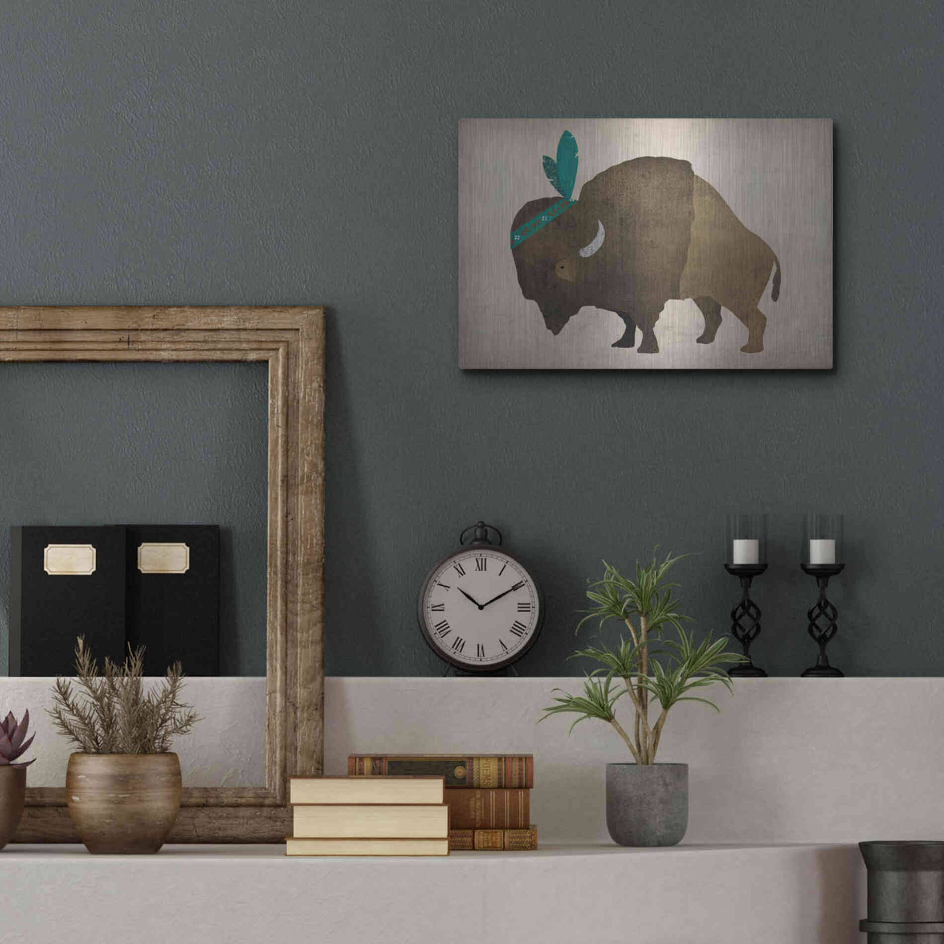 Luxe Metal Art 'Buffalo Bison III' by Ryan Fowler, Metal Wall Art,16x12