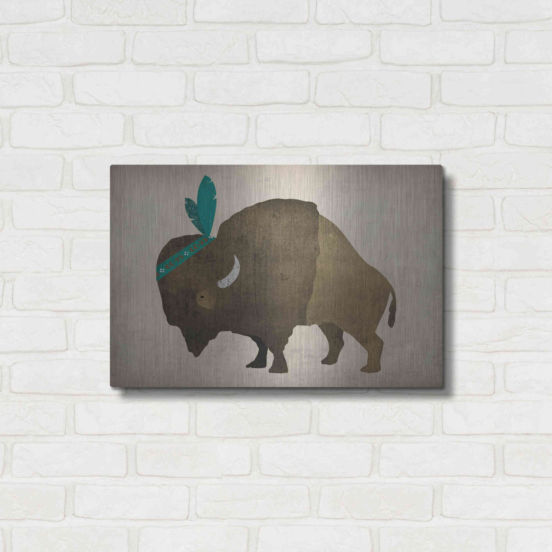 Luxe Metal Art 'Buffalo Bison III' by Ryan Fowler, Metal Wall Art,24x16