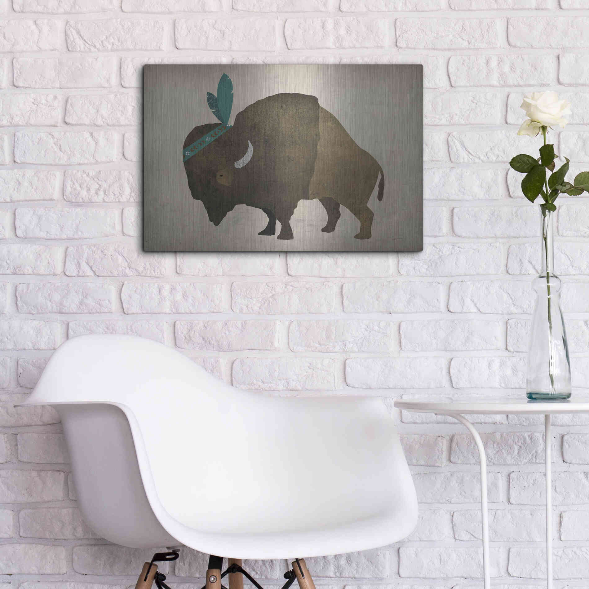 Luxe Metal Art 'Buffalo Bison III' by Ryan Fowler, Metal Wall Art,24x16