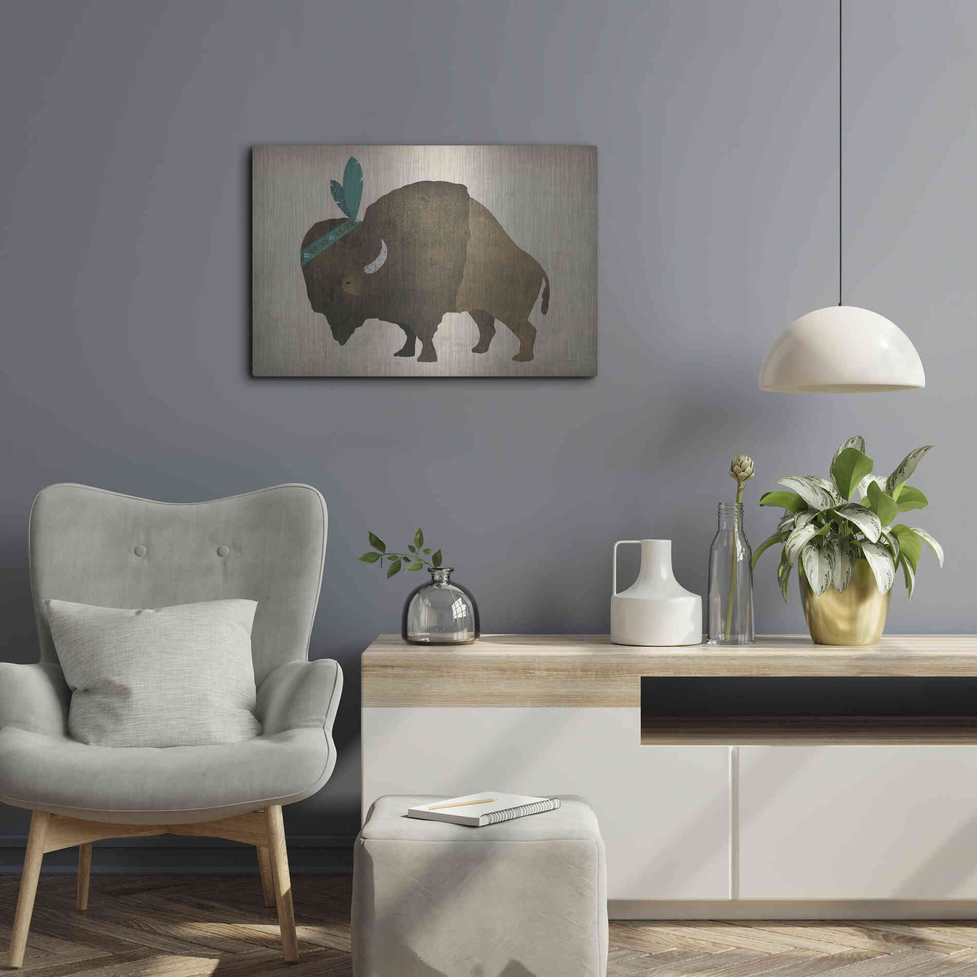 Luxe Metal Art 'Buffalo Bison III' by Ryan Fowler, Metal Wall Art,24x16