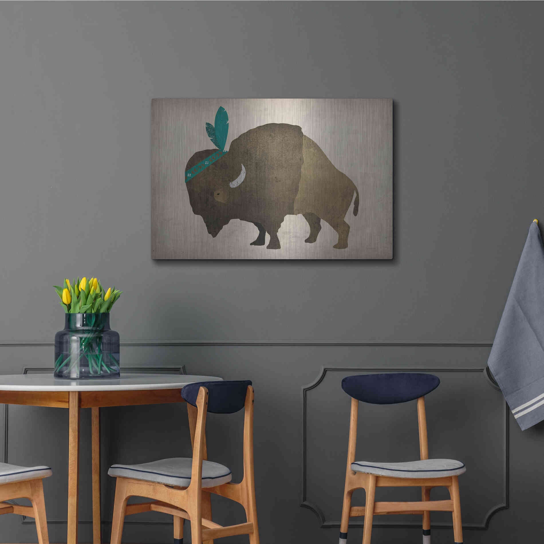 Luxe Metal Art 'Buffalo Bison III' by Ryan Fowler, Metal Wall Art,36x24