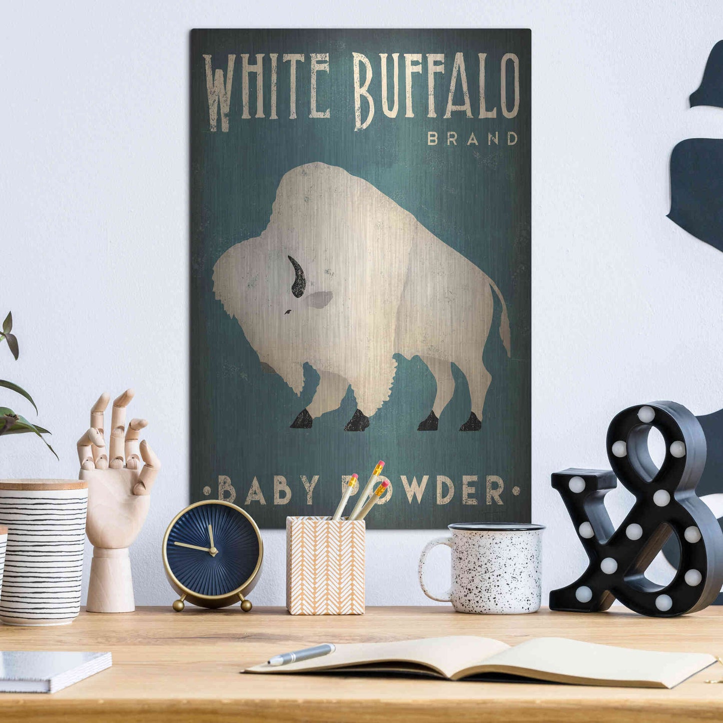 Luxe Metal Art 'Buffalo Bison V' by Ryan Fowler, Metal Wall Art,12x16