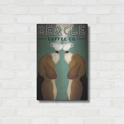 Luxe Metal Art 'Beagle Coffee Co' by Ryan Fowler, Metal Wall Art,16x24