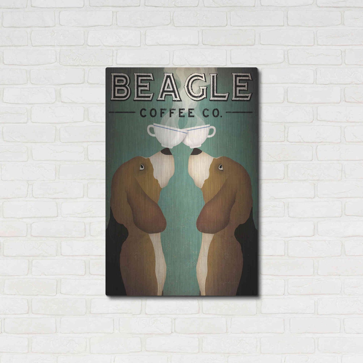 Luxe Metal Art 'Beagle Coffee Co' by Ryan Fowler, Metal Wall Art,24x36