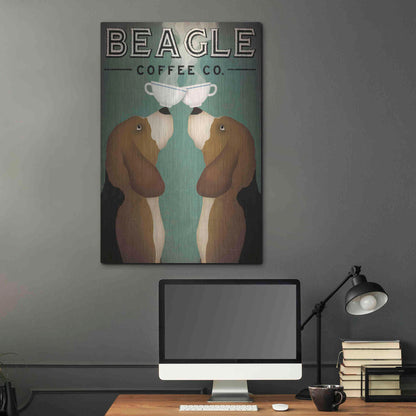 Luxe Metal Art 'Beagle Coffee Co' by Ryan Fowler, Metal Wall Art,24x36