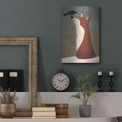 Luxe Metal Art 'Fox And Mistletoe' by Ryan Fowler, Metal Wall Art,12x16