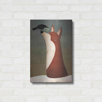 Luxe Metal Art 'Fox And Mistletoe' by Ryan Fowler, Metal Wall Art,16x24