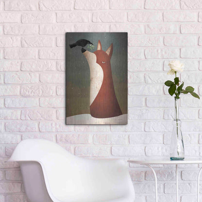 Luxe Metal Art 'Fox And Mistletoe' by Ryan Fowler, Metal Wall Art,16x24